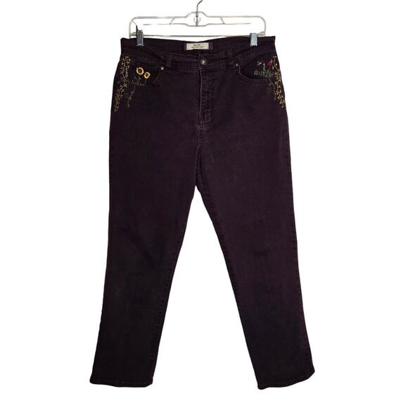 DIY Embroidered Purple Straight Leg Jeans Sunflower Floral Boho Hippie 30 - Picture 1 of 9